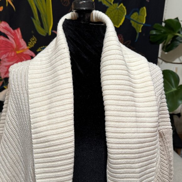 Isaac Mizrahi Shawl Collar Cardigan Sweater, Block Pattern, Cream/Beige, Large - Picture 4 of 16